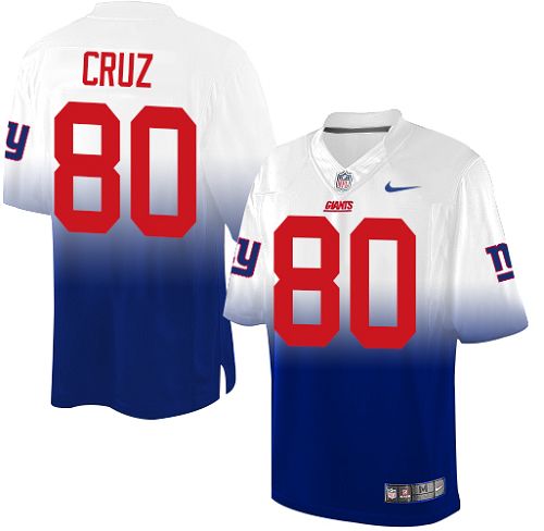 Youth Elite Victor Cruz Nike Jersey White/Royal Blue - #80 Fadeaway NFL New York Giants